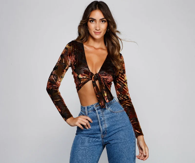 Limited Availability Alluringly Chic Tie-Front Top