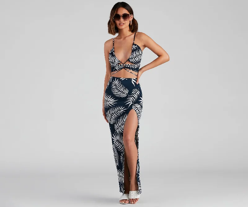 Quick Sale Tropical Palm Leaf Crop Top