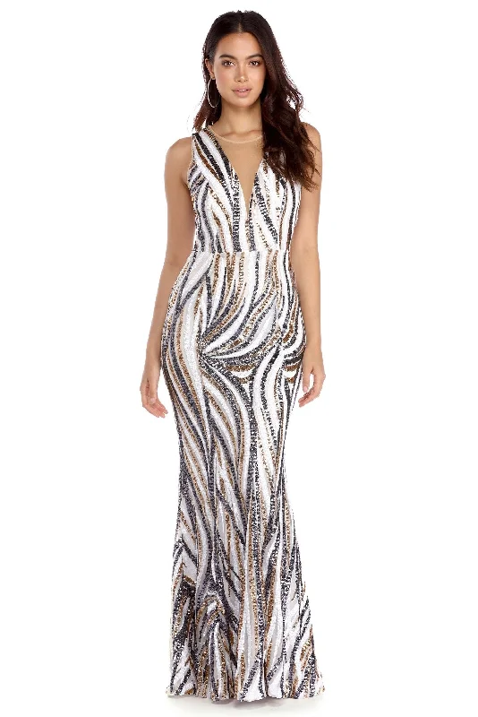 Limited Time Discount April Cascading Sequins Formal Dress