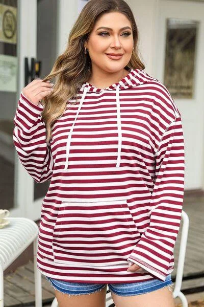 Extra Savings Plus Size Striped Hoodie