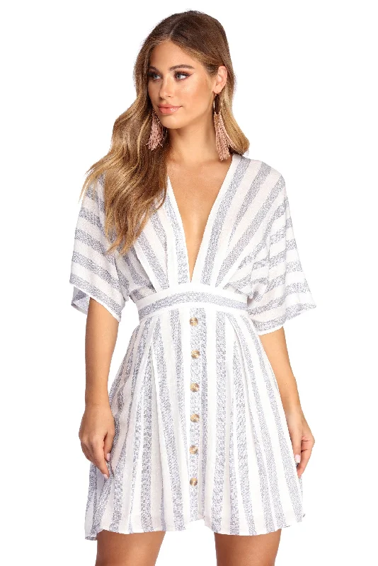 Best Seller Buttoned Up In Stripes Dress