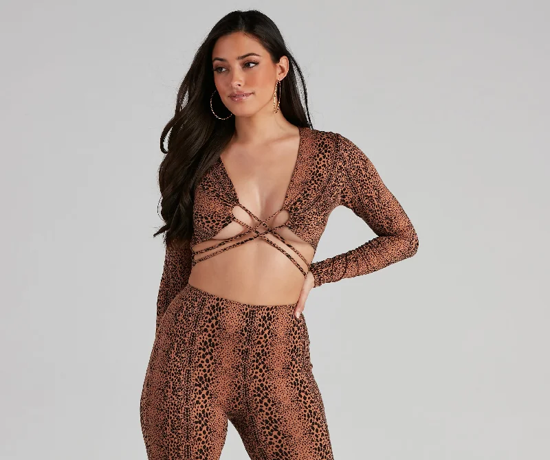 Act Fast Leopard Spots Strappy Crop Top