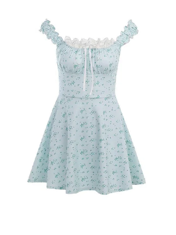 Hurry In Floral Strap Lace Edge Dress