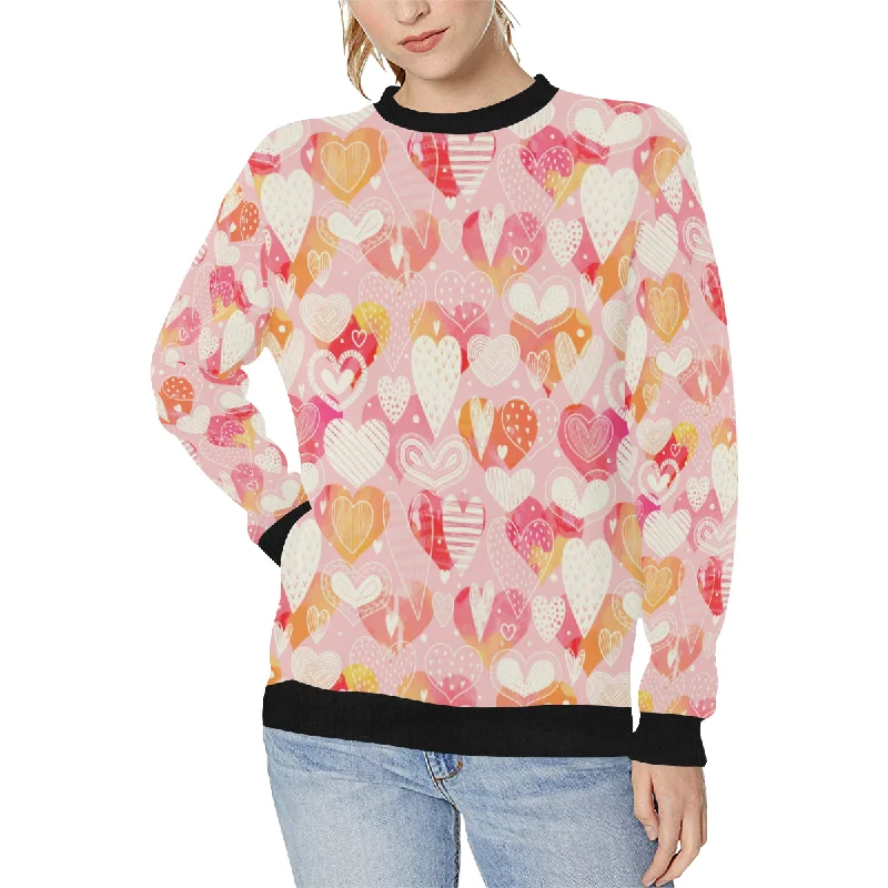 Limited Availability Hand drawn heart design pattern Women's Crew Neck Sweatshirt