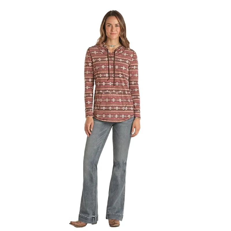 Special Offer Panhandle White Label Ladies Aztec Knit Hooded Pullover L8H2078