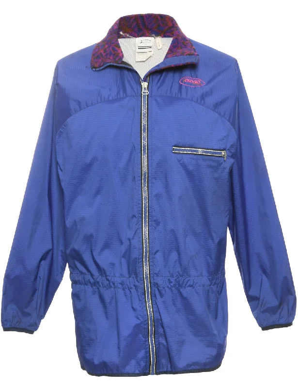 Super Deal Zip Front Navy Nylon Jacket - M