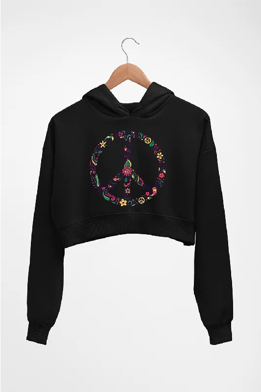 Act Fast Floral Peace Crop HOODIE FOR WOMEN
