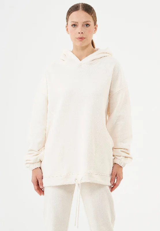 Midnight Madness Hande Soft Touch Oversize Organic Cotton Hoodie Off White