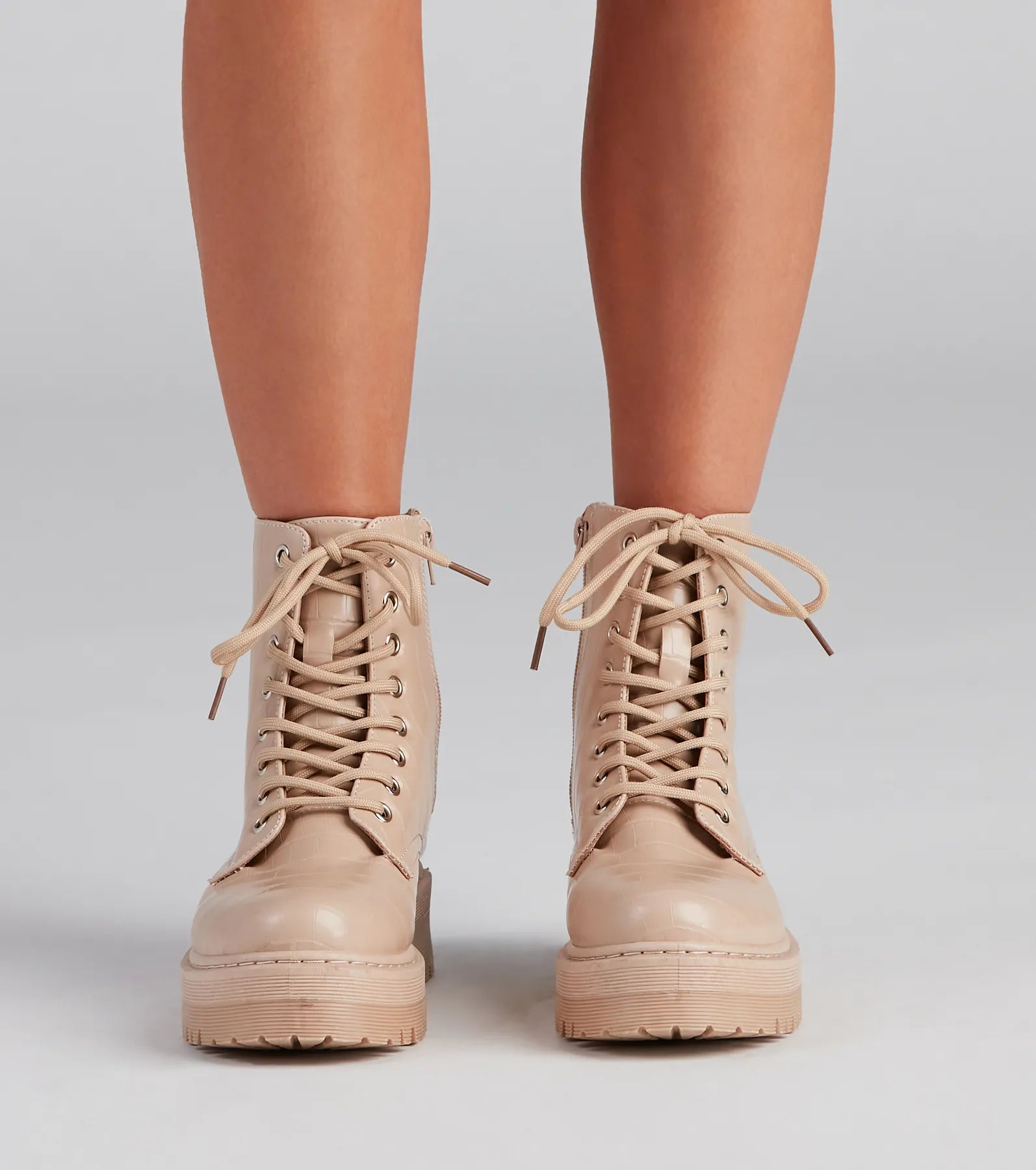 Blowout Deals Croco Style Lug Sole Booties