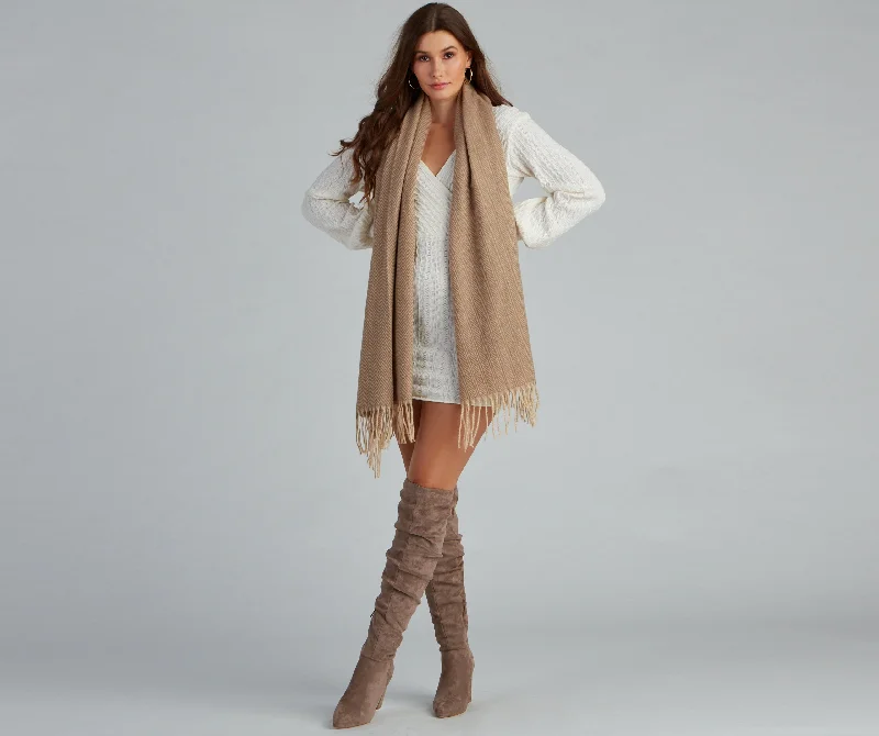 Exclusive Savings Bundle Up Chevron Fringe Scarf