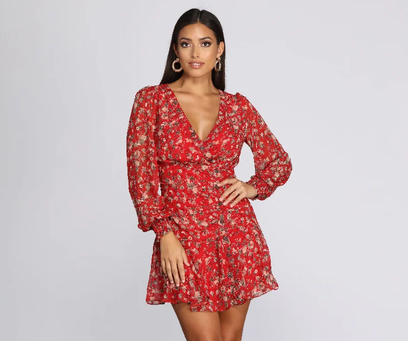 New Arrival Flowy Floral Mini Dress
