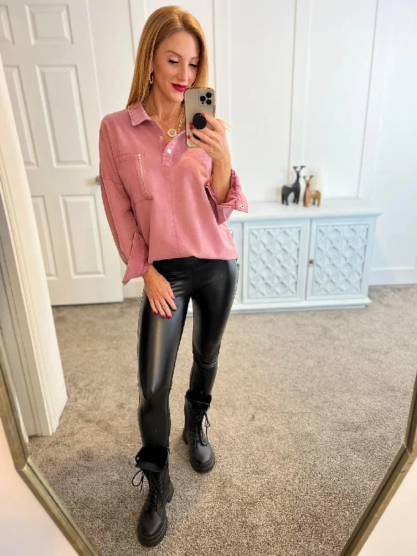 Act Fast Sweet Crush Collar Pullover in Mauve