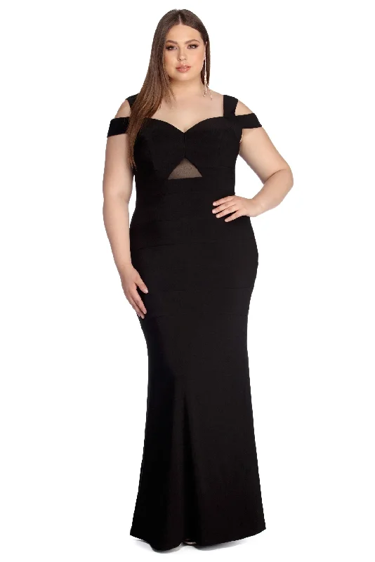 Midnight Madness Plus Kathy Formal Off The Shoulder Bandage Dress