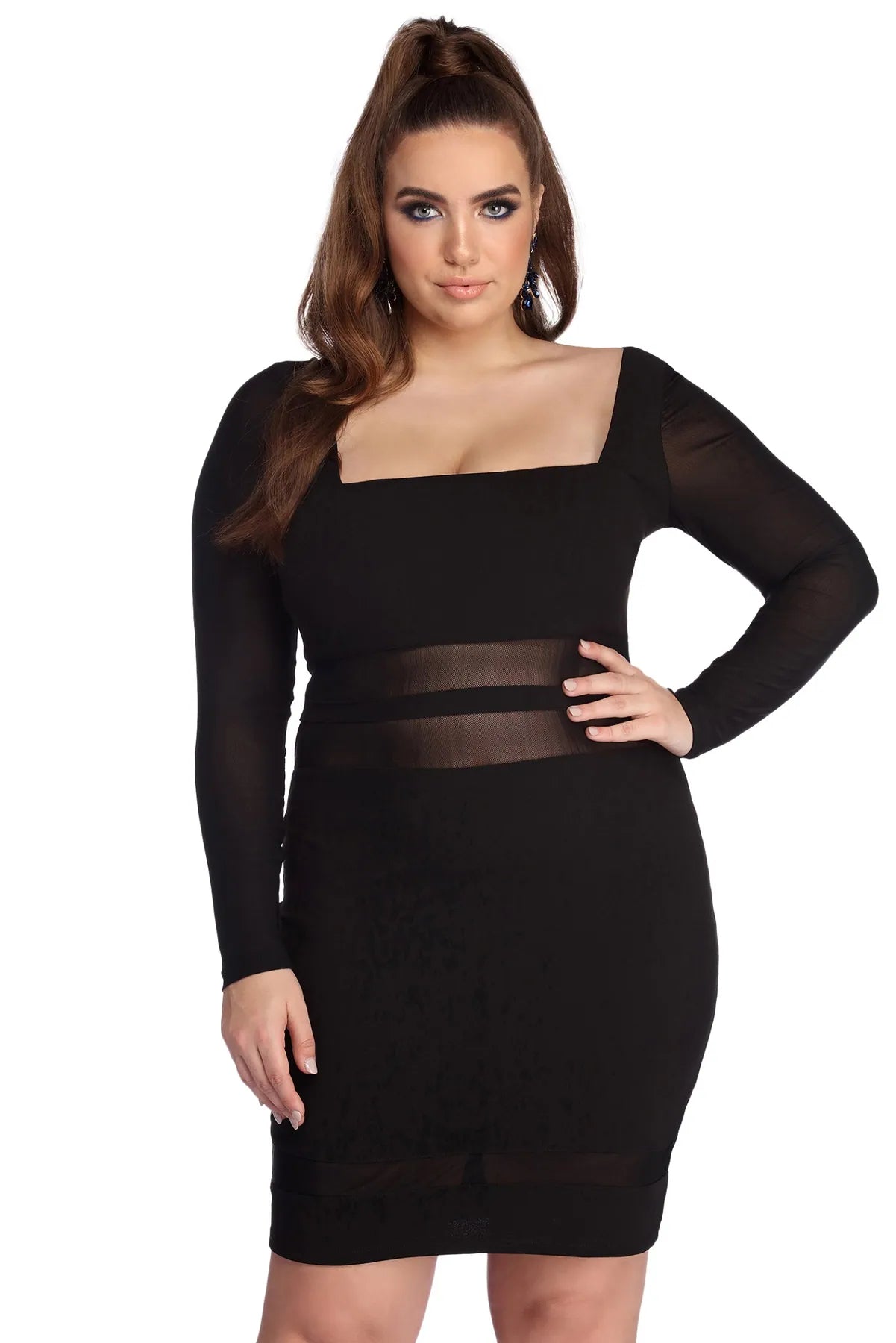 Special Promotion Plus Miss Me Mesh Mini Dress