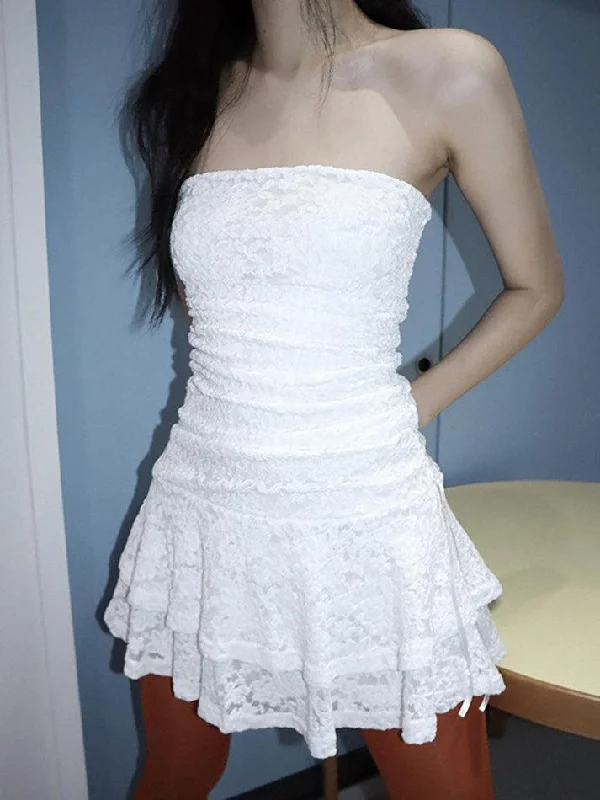Midnight Sale Solid Color Lace A-Line Mini Dress