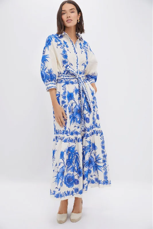Clearance Event Antigua Blue Bianca Linen Dress