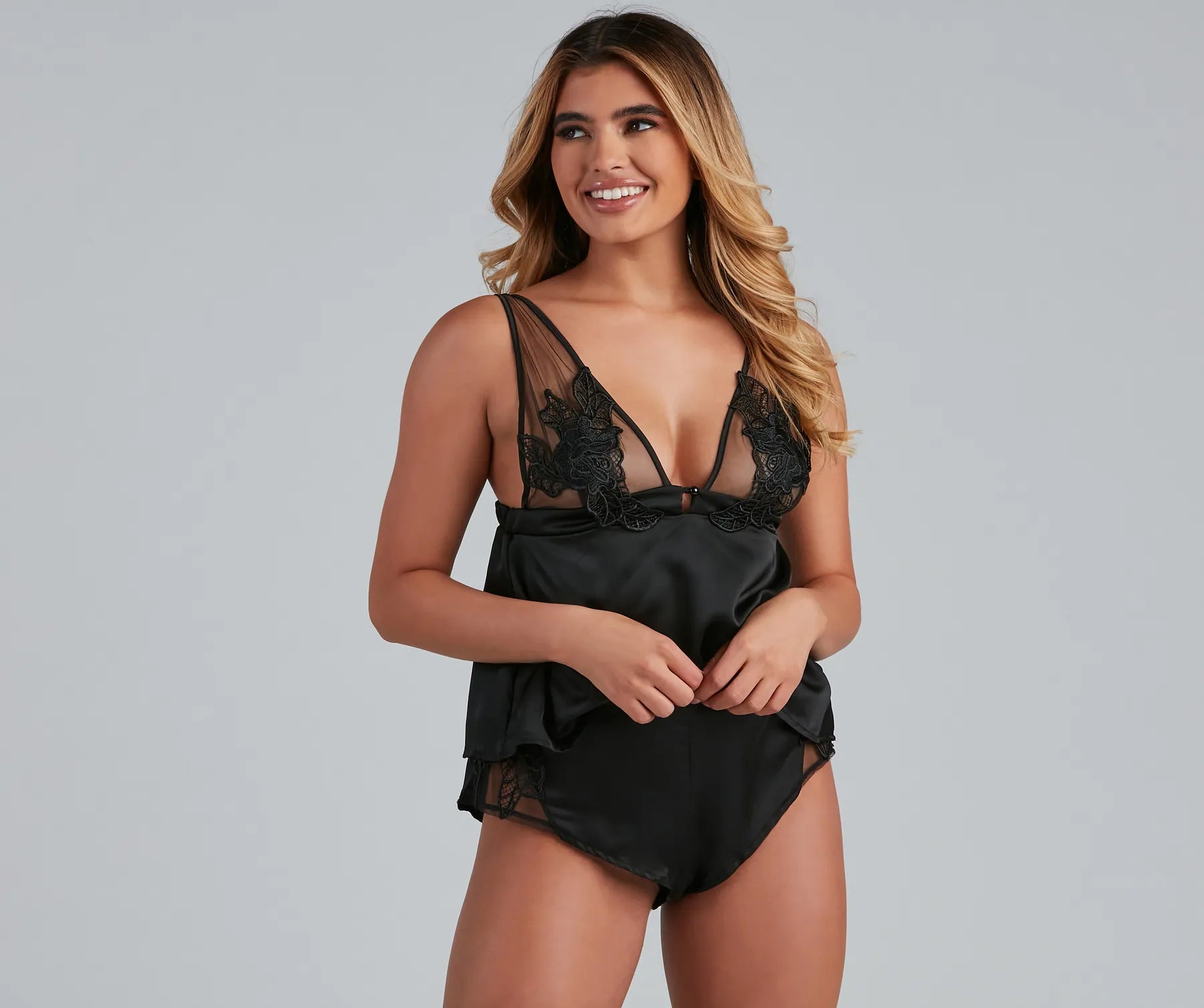 Act Fast Dream Girl Satin Pajama Set