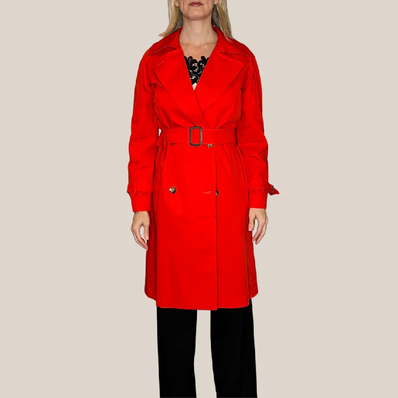 Low Prices Double Breasted Cotton Trench Coat - Red