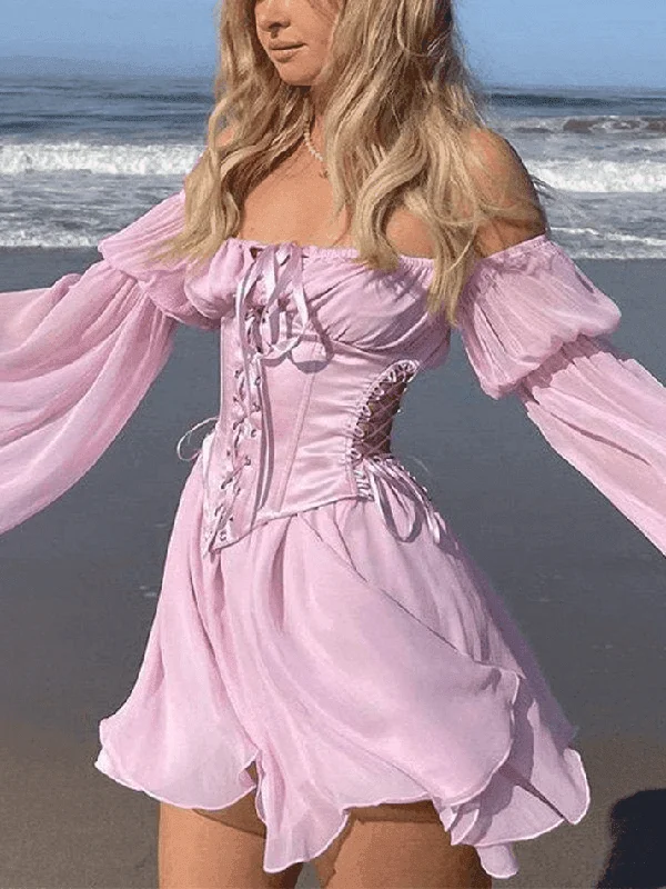 Don't Wait Long Sleeve Corset Mini Dress