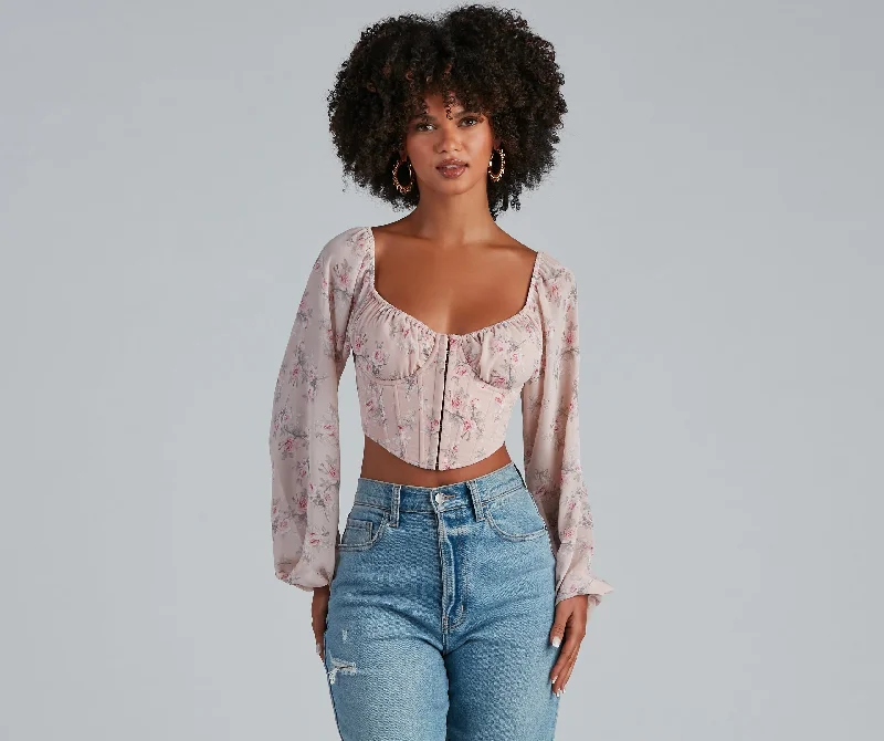 Unbeatable Prices In Full Bloom Floral Crepe Bustier