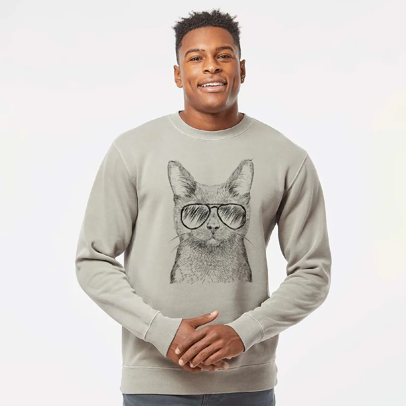 Massive Deals Aviator Shadow the Black Cat - Unisex Pigment Dyed Crew Sweatshirt