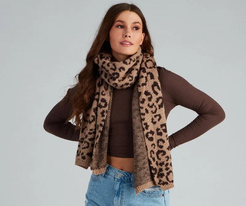 Deal Dash Leopard Love Ribbed Edge Scarf