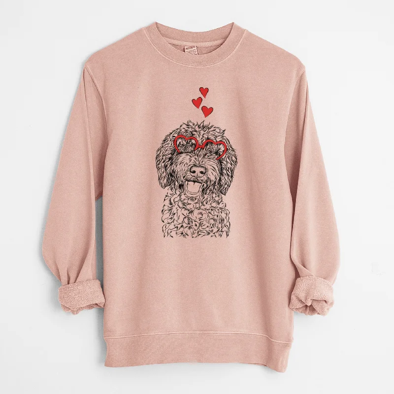 Discount Deals Valentine Jack the Chocolate Labradoodle - Unisex Pigment Dyed Crew Sweatshirt