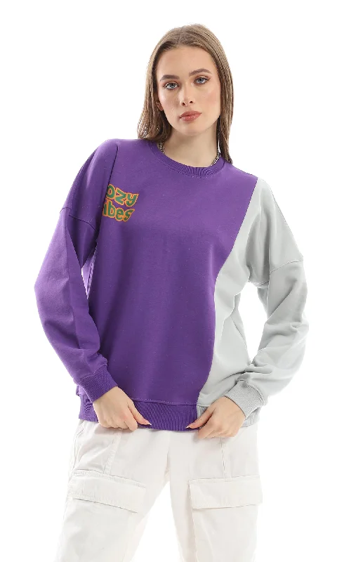 New Deals O153496 "Normalize Loving Yourself" Printed Purple Oversized Sweatshirt