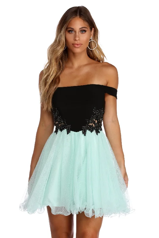 Value Deals Elena Floral Applique Tulle Dress