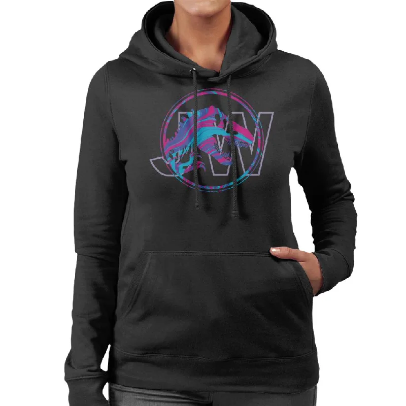 Amazing Deals Jurassic Park JW T Rex Blue And Pink Gradient Women's Hooded Sweatshirt