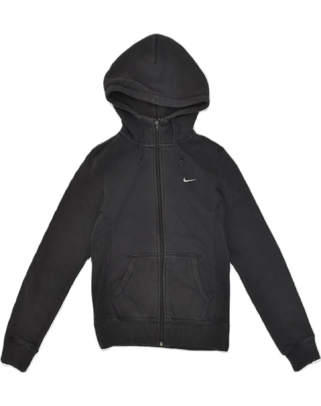 YEAR-End Clearance NIKE Womens Zip Hoodie Sweater UK 8 Small Black Polyester