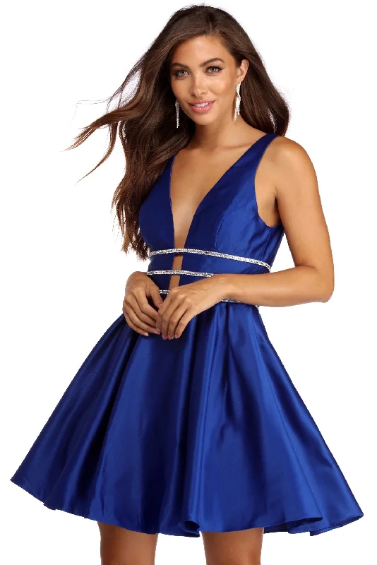 Early Bird Discount Jana Rhinestone Glamour Satin Dress