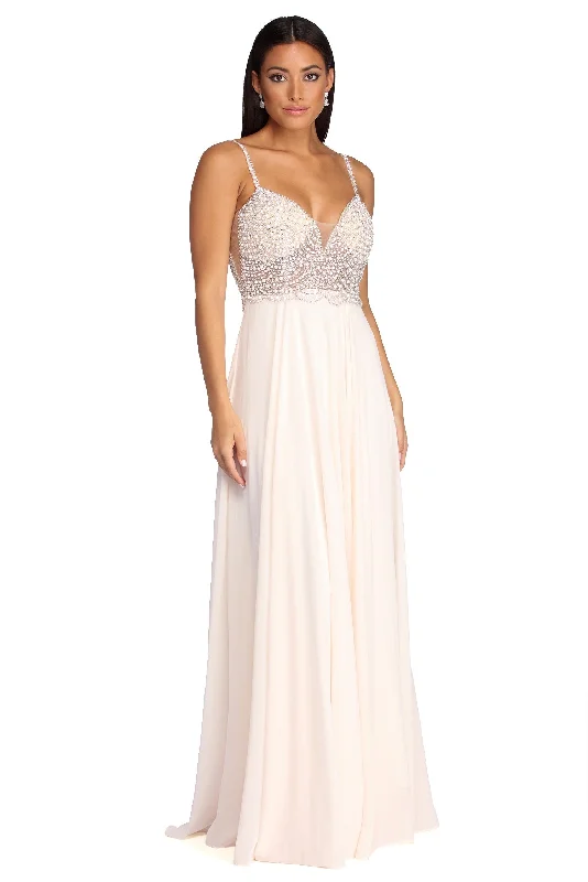 Special Price Gracelyn Formal Pearl Chiffon Dress