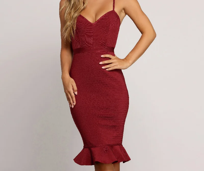 Savings Galore Curves Ahead Bandage Midi Dress