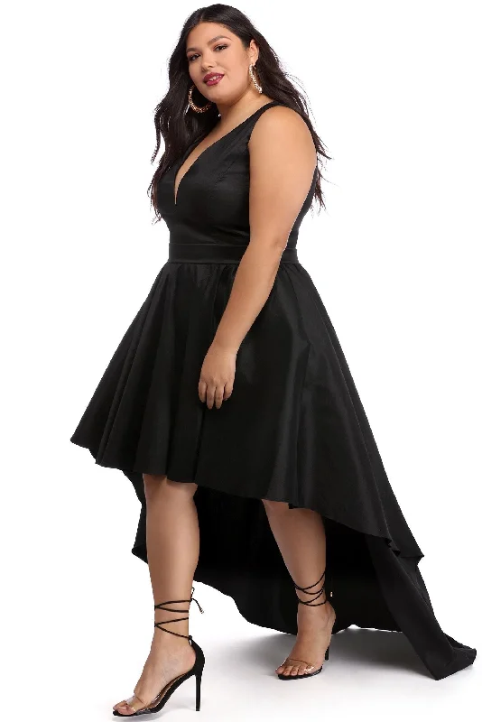 Year-End Sale Plus Selena Taffeta High Low Dress