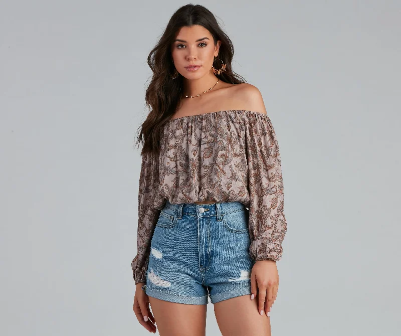 Buy Now Effortless Beauty Boho Cropped Blouse