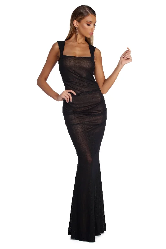 Savings Bonanza Kassandra Formal Ruched Mesh Dress