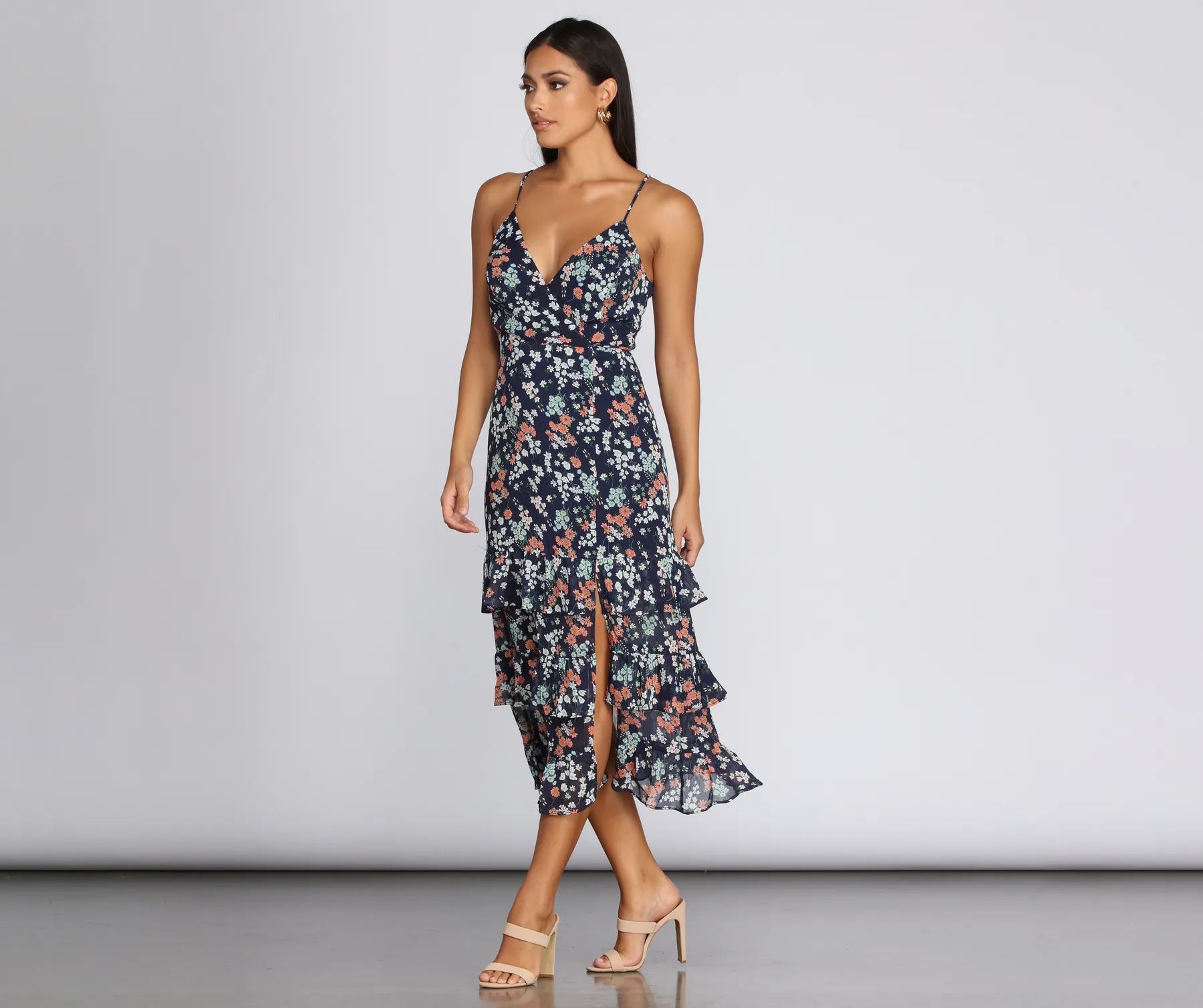 Online Only Chic In Chiffon Tiered Dress