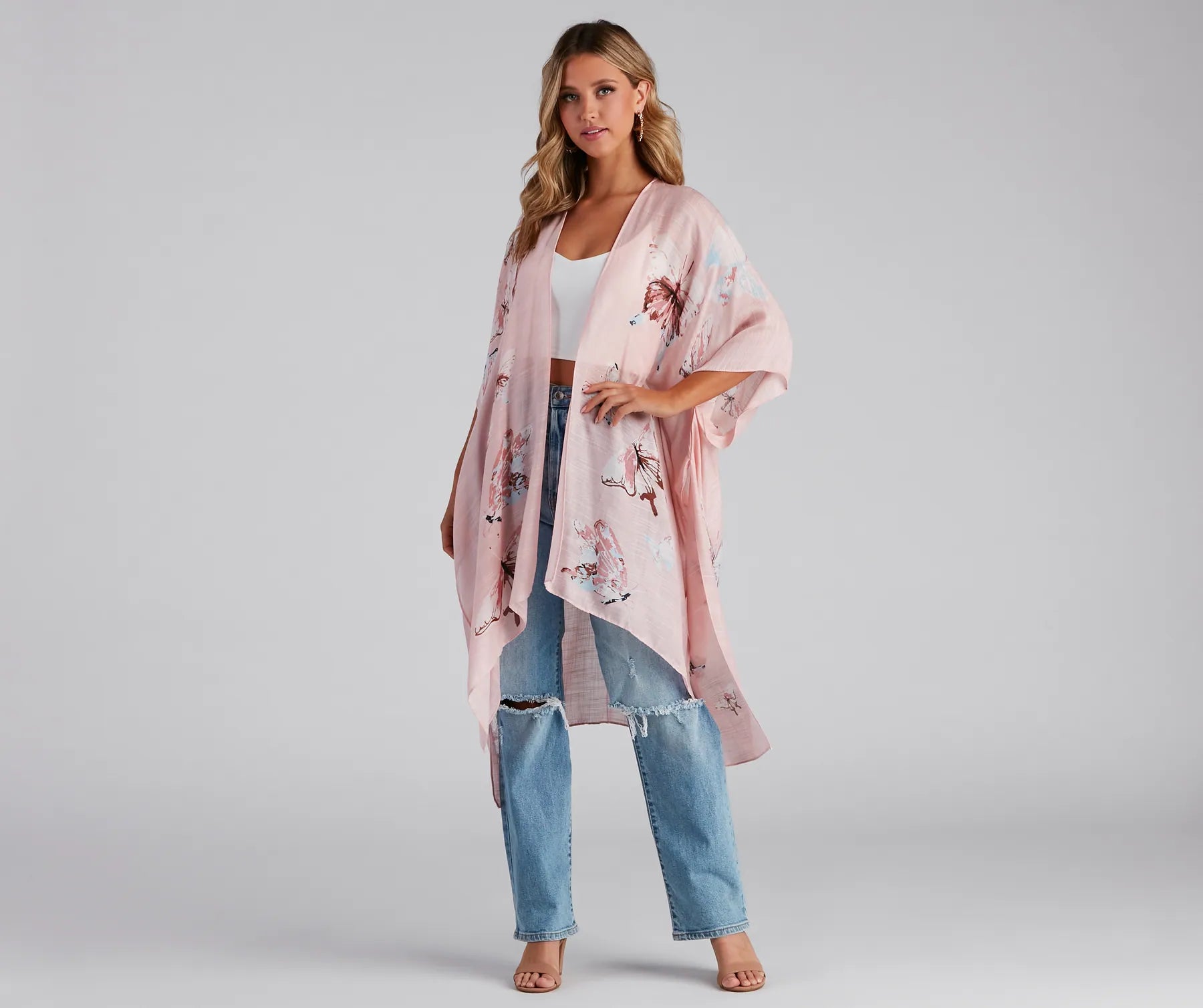 Inventory Reduction Effortless Breezy Vibes Woven Kimono