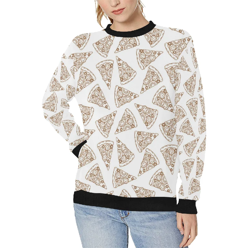 Crazy Deals Hand drawn pizza pattern Women's Crew Neck Sweatshirt
