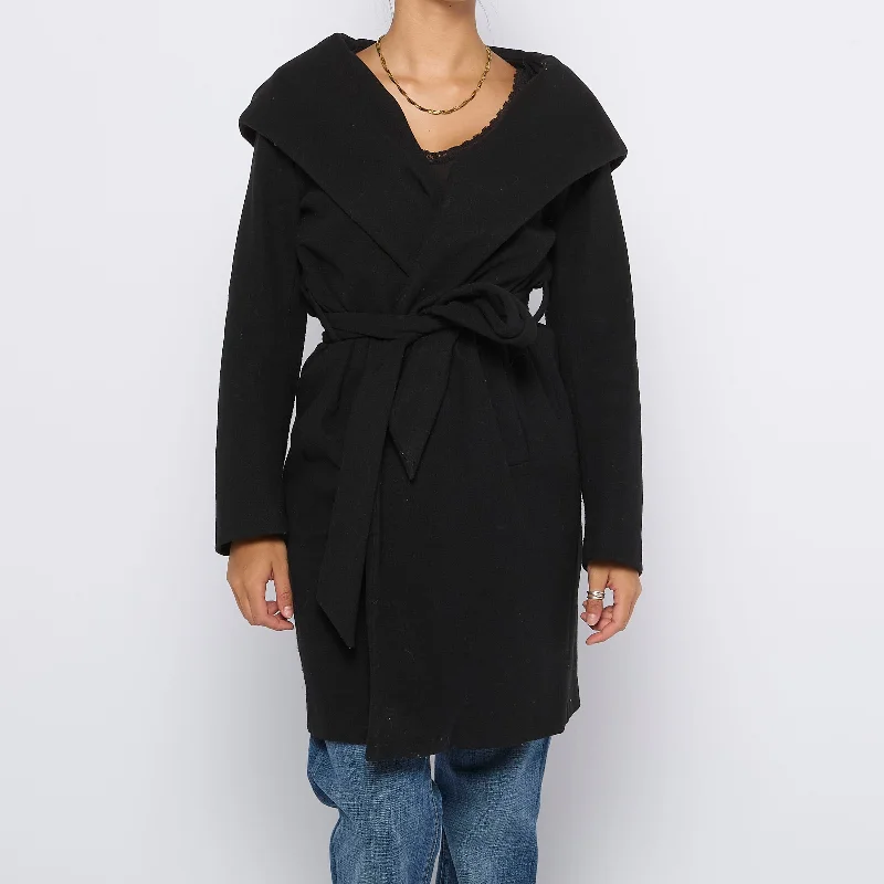 Act Now Zara Wool Mix Shawl Collar Belted Coat - S