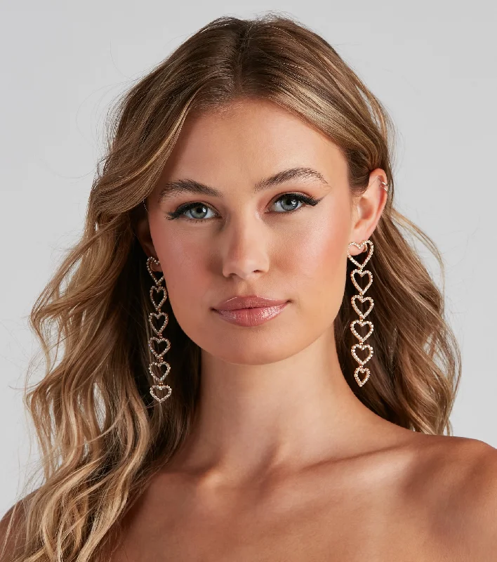 Shop and Save Lots Of Heart Rhinestone Earrings