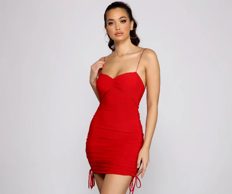 Major Sweetheart Ruched Mini Dress