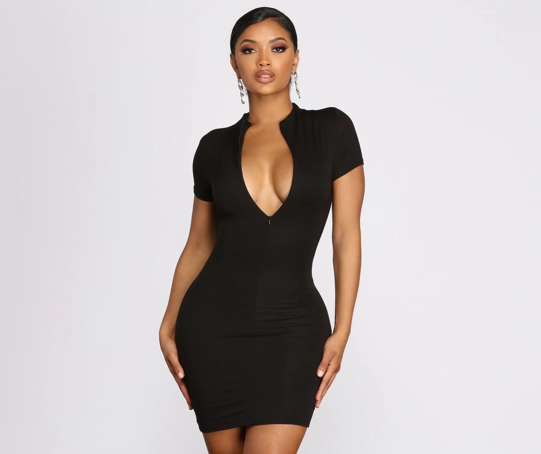 Bargain Prices Zip Up Chic Mini Dress