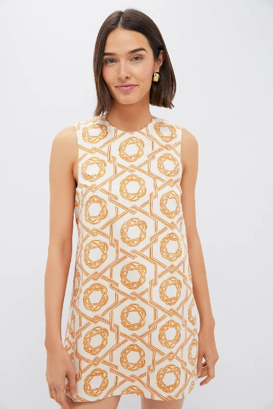 Final Markdown Ivory and Orange Anicka Mini Dress