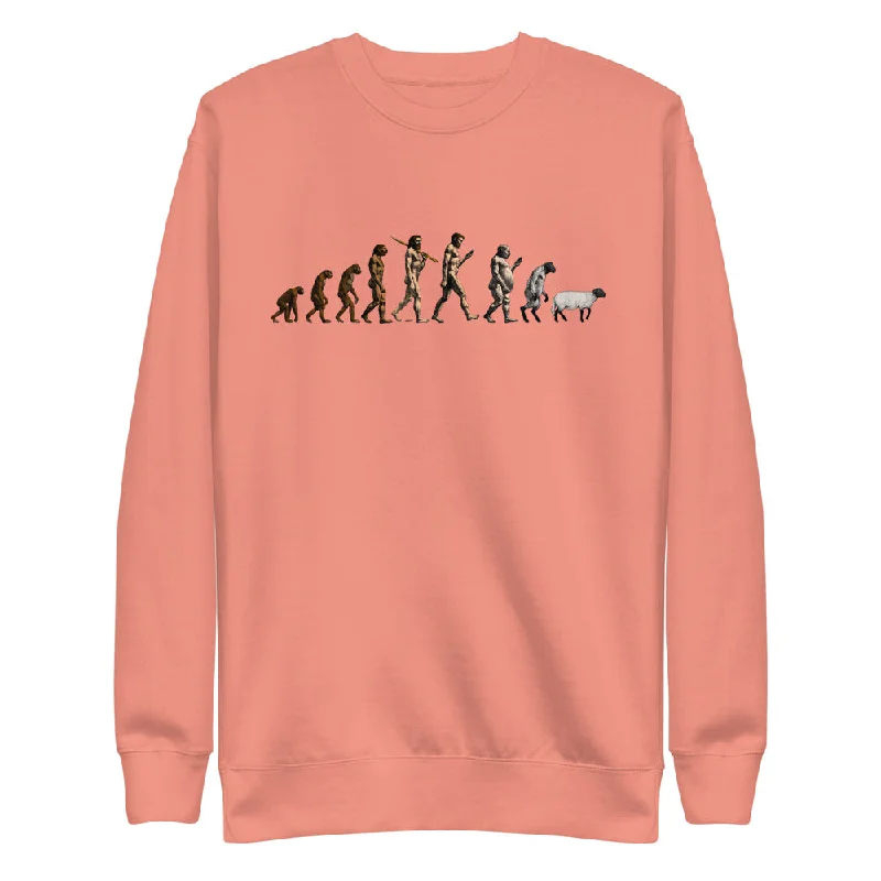 Super Sale March of Devolution Sheeple Unisex Premium Sweatshirt