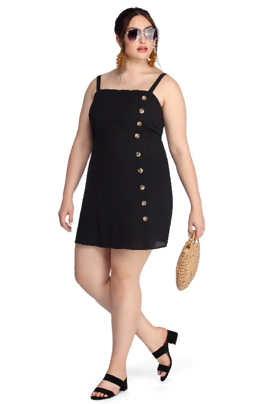 Online Exclusive Plus Button Up Linen Mini Dress