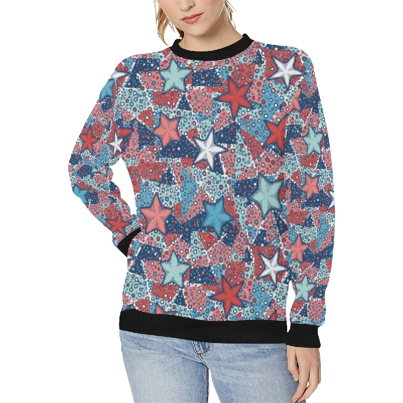 Limited Availability Hand drawn colorful starfish Women's Crew Neck Sweatshirt