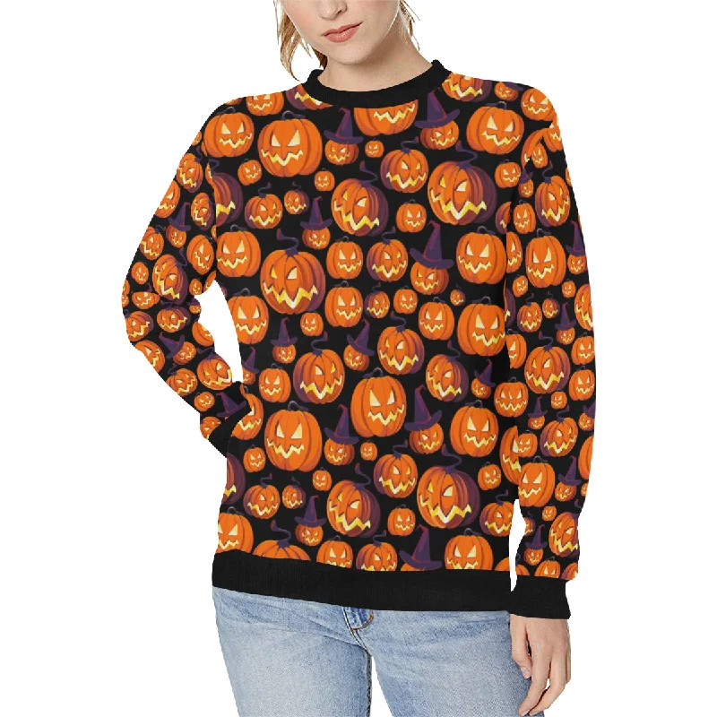 Limited Time Offer Halloween Pumpkin pattern Women's Crew Neck Sweatshirt