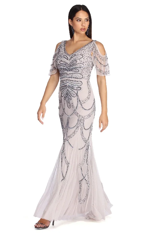 Special Discount Francine Formal Beaded Chiffon Dress